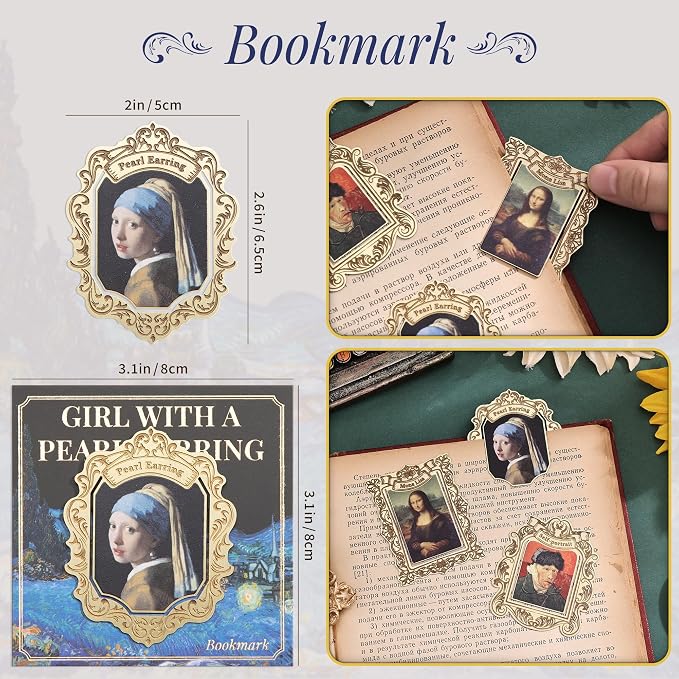 3 Pcs Vintage Metal Bookmark, Famous Oil Painting Theme Book Mark Unique Gift - Image 2