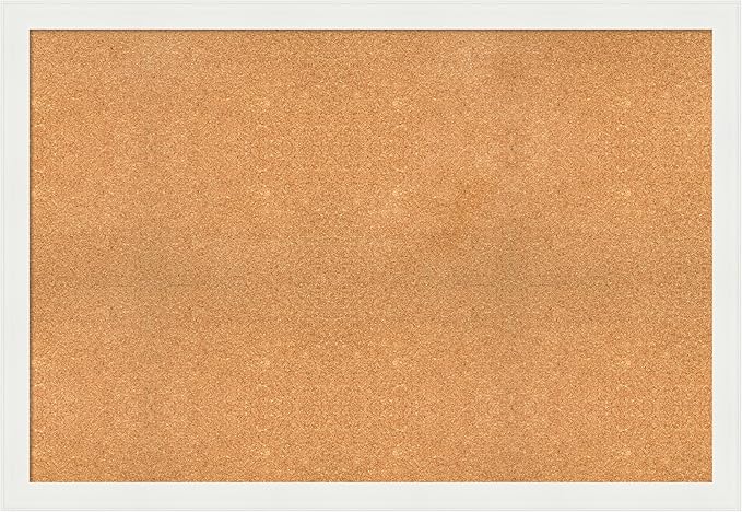Amanti Art Natural Cork Board for Wall, 35x51 Vision Board with White Frame, Oversize Corkboard Office Decor for Home Organization, Casual Corkboard Pinboard to Display Items for Home Organization in-DeskLoop Office