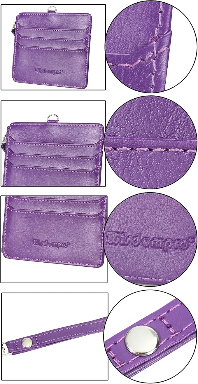 Badge Holder with Zip, Wisdompro 2-Sided PU Leather ID Badge Holder with 1 ID - Image 6