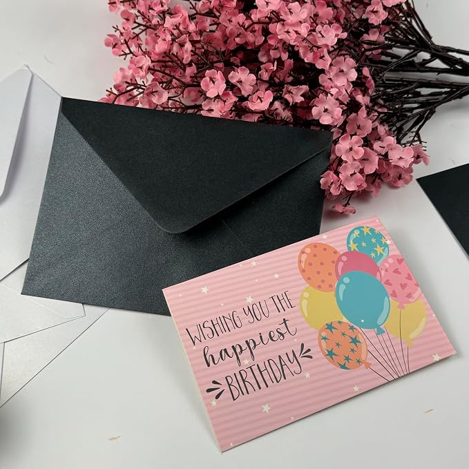 YINUOYOUJIA 50 PCS Pearl Black Envelopes A7, 5 x 7 Black Shimmer Envelopes - Image 6