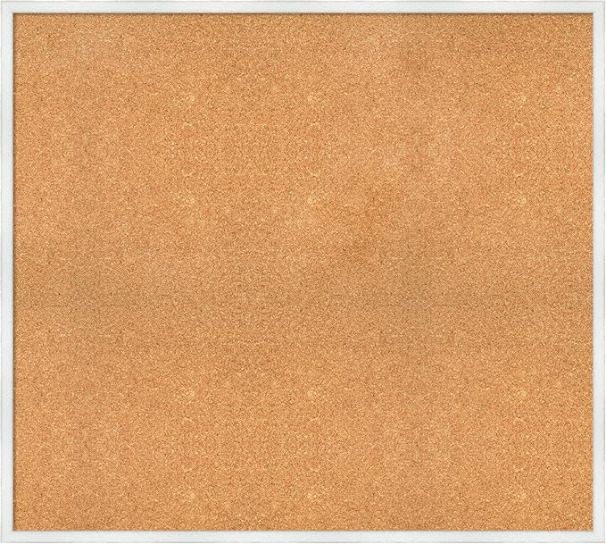 Amanti Art Natural Cork Board for Wall, 35x39 Vision Board with White Frame, Oversize Corkboard Office Decor for Home Organization, Country Rustic Corkboard Pinboard to Display Items for Home-DeskLoop Office