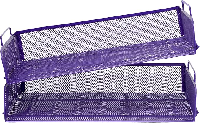 EASEPRES 2 Pack Stackable Desk Paper Tray, Metal Mesh Desktop Document Letter - Image 6