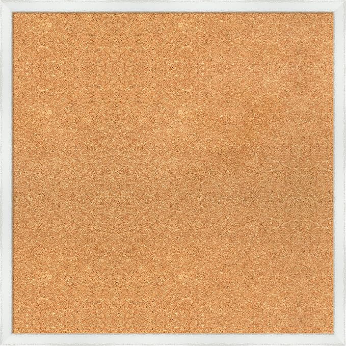 Amanti Art Natural Cork Board for Wall, 23x23 Vision Board with White Frame, Medium Corkboard Office Decor for Home Organization, Country Rustic Corkboard Pinboard to Display Items for Home-DeskLoop Office
