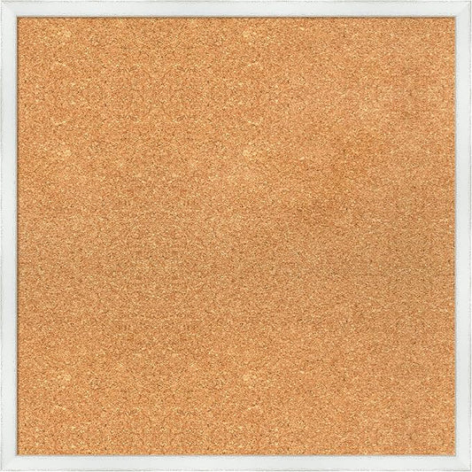 Amanti Art Natural Cork Board for Wall, 23x23 Vision Board with White Frame, Medium Corkboard Office Decor for Home Organization, Country Rustic Corkboard Pinboard to Display Items for Home-DeskLoop Office