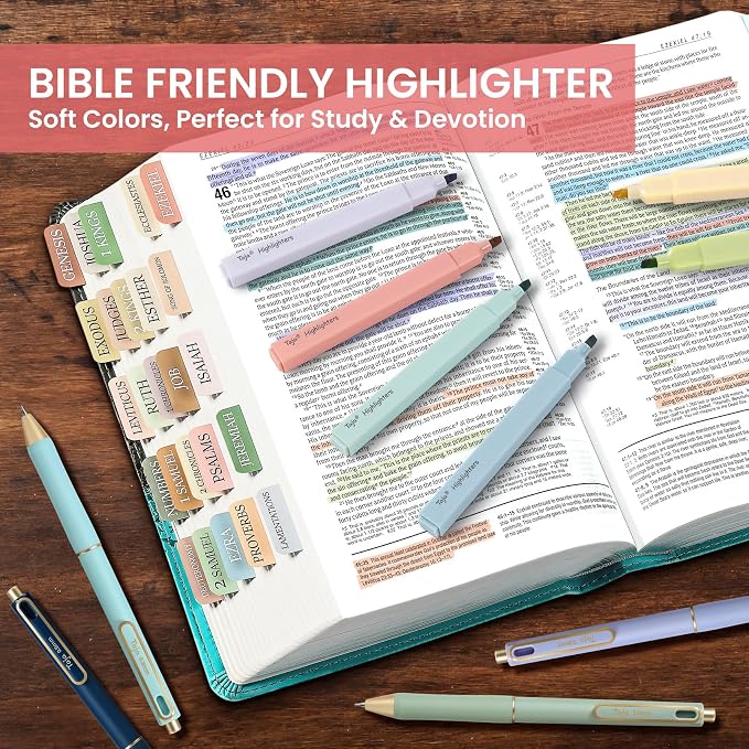 Taja 12 Pack Bible Highlighters and Pens Set No Bleed, 6 Aesthetic Pastel - Image 5