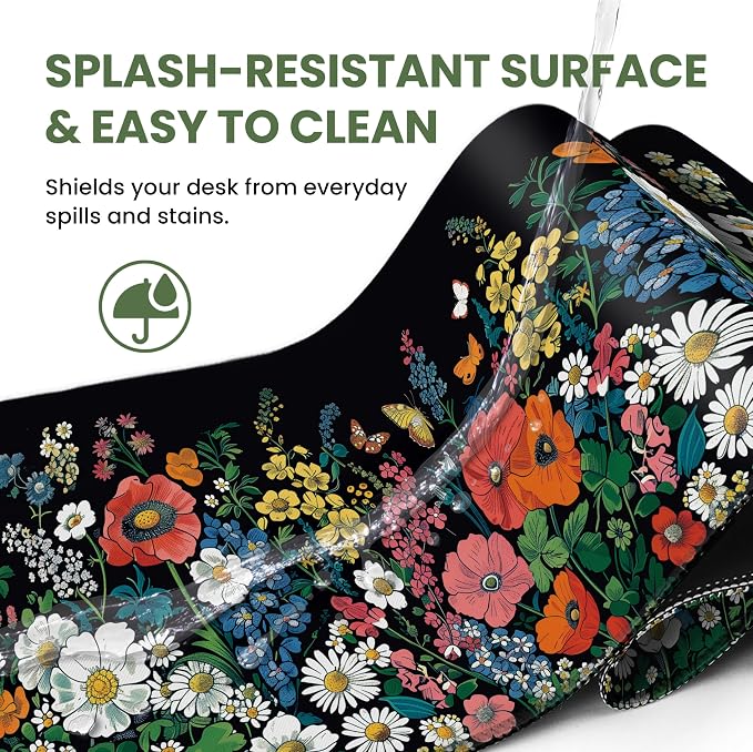 Aesthetic Desk Mat, Cute Botanical Floral Desk Pad Protector - Image 5