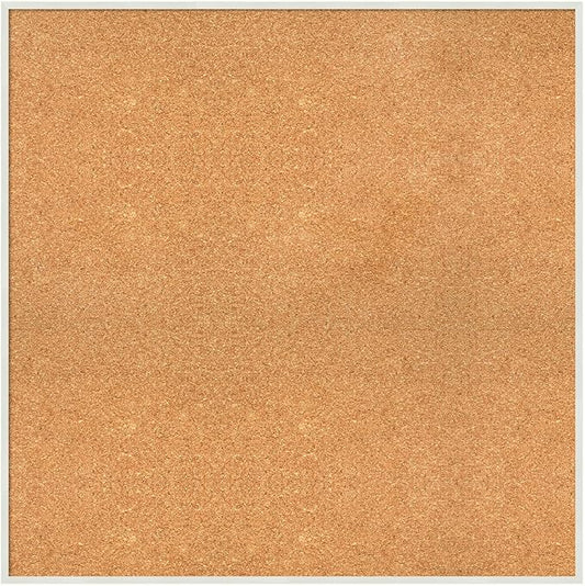 Amanti Art Natural Cork Board for Wall, 31x31 Vision Board with White Frame, Large Corkboard Office Decor for Home Organization, Modern Corkboard Pinboard to Display Items for Home Organization in-DeskLoop Office