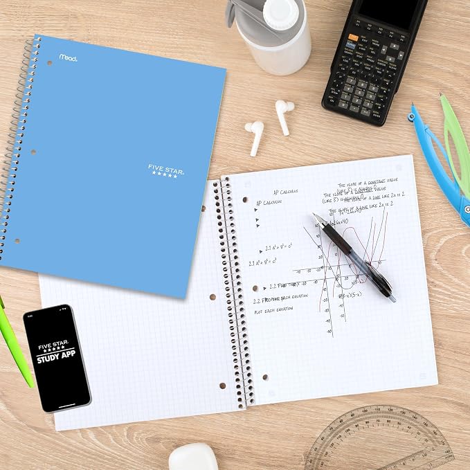 Five Star Spiral Notebook + Study App, 1 Subject, Graph Ruled Paper, 8-1/2" x - Image 4