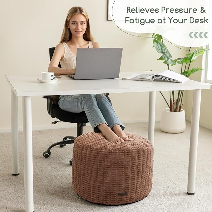 HIGOGOGO Pouf Ottoman Stuffed Round Modern Foam Filled Foot Rest Poufs - Image 3
