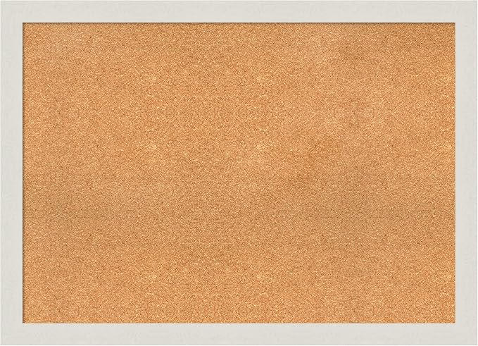 Amanti Art Natural Cork Board for Wall, 31x43 Vision Board with White Frame, X-Large Corkboard Office Decor for Home Organization, Country Rustic Corkboard Pinboard to Display Items for Home-DeskLoop Office