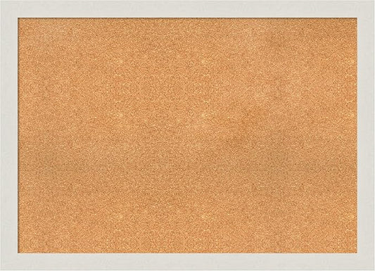 Amanti Art Natural Cork Board for Wall, 31x43 Vision Board with White Frame, X-Large Corkboard Office Decor for Home Organization, Country Rustic Corkboard Pinboard to Display Items for Home-DeskLoop Office