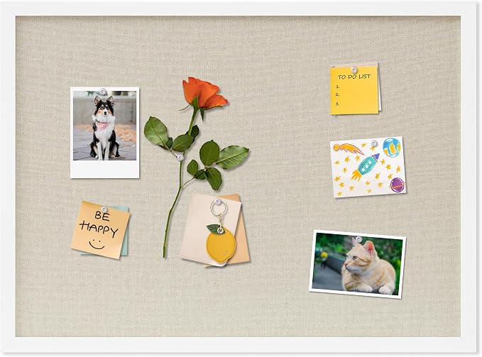DAHAPYBOO Cork Board with Linen White, Bulletin Board 23"x17" | Hanging by DAHAPYBOO