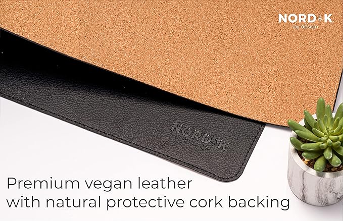 Nordik Cork Leather Desk Mat Cable Organizer Premium Extended Mouse Mat - Image 3