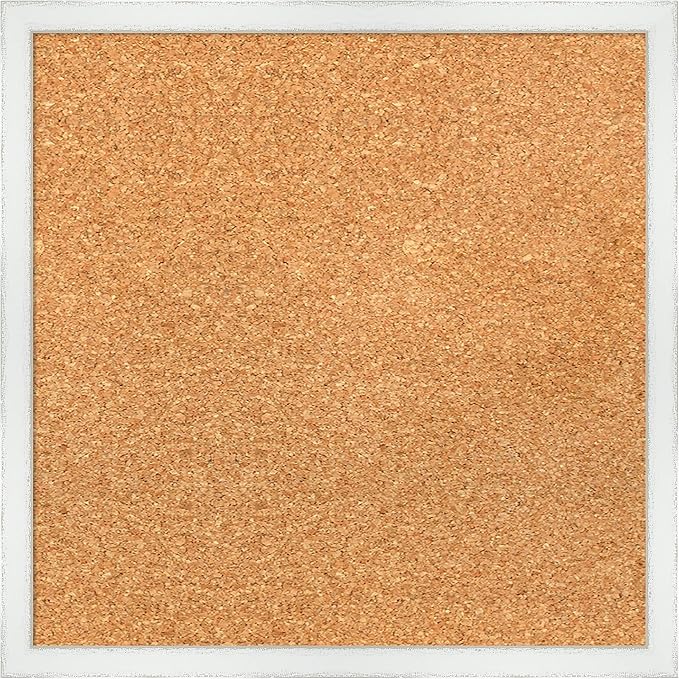 Amanti Art Natural Cork Board for Wall, 17x17 Vision Board with White Frame, Small Corkboard Office Decor for Home Organization, Country Rustic Corkboard Pinboard to Display Items for Home-DeskLoop Office