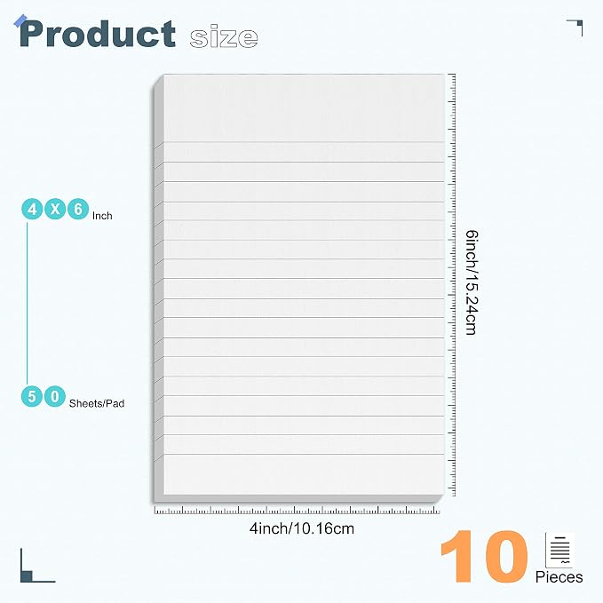 10 Pack Note Pads Small 4x6 In Lined Writing Memo Pads Refills Scratch Pads | - Image 2