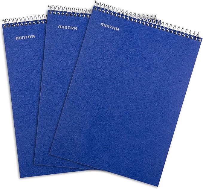 Mintra Office TOP BOUND Durable Spiral Notebooks (Blue, College Ruled 3pk)-DeskLoop Office