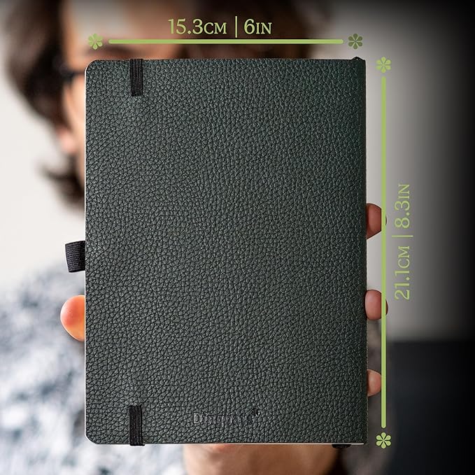 Dingbats* Wildlife Dotted Writing Journal Notebook A5 - Vegan Leather Softcover - Ideal for Work, Travel - Pocket, Elastic Closure, & Bookmark-DeskLoop Office