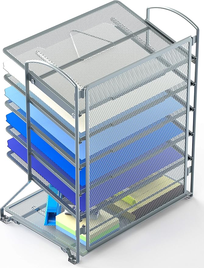 Simple Houseware 6-Tier Sliding File Organizer, Desk Letter Tray - Image 2