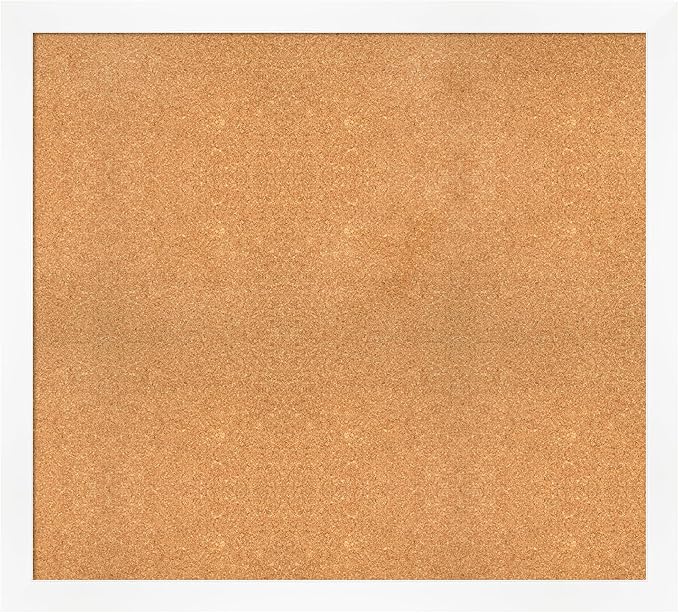 Amanti Art Natural Cork Board for Wall, 37x41 Vision Board with White Frame, Oversize Corkboard Office Decor for Home Organization, Modern Corkboard Pinboard to Display Items for Home Organization in-DeskLoop Office