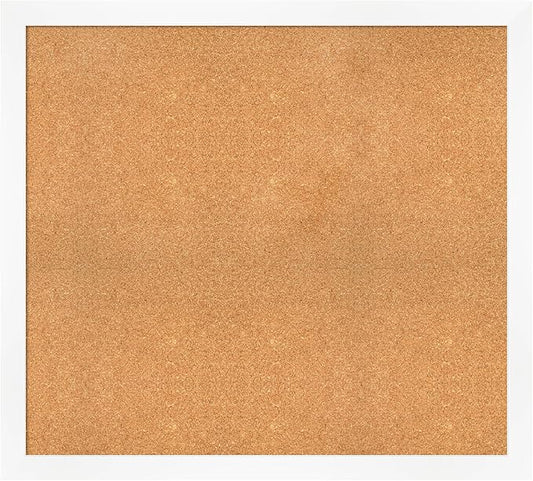 Amanti Art Natural Cork Board for Wall, 37x41 Vision Board with White Frame, Oversize Corkboard Office Decor for Home Organization, Modern Corkboard Pinboard to Display Items for Home Organization in-DeskLoop Office