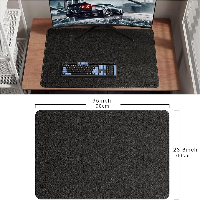 CENNBIE 35.5" x 23.6" Leather Desk Mat, Non-Slip Waterproof Extra Wide Desk Pad - Image 2
