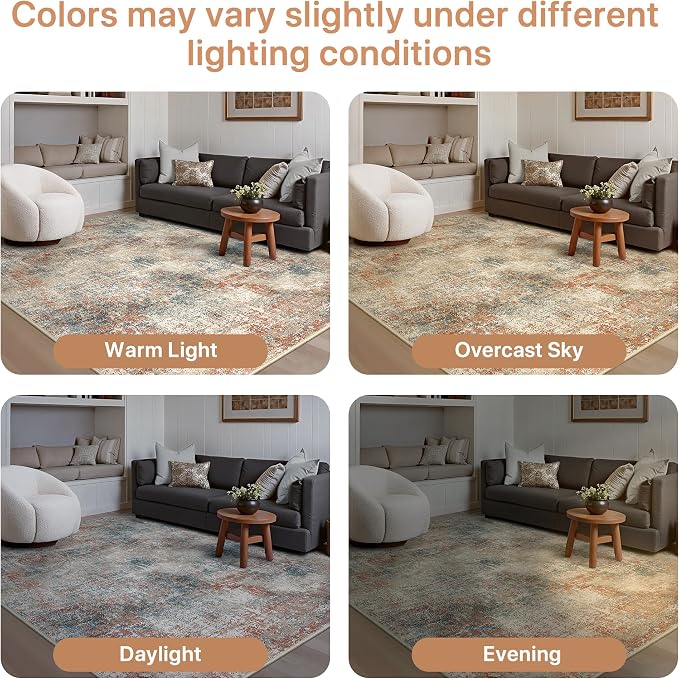GENIMO Washable Area Rugs for Living Room, 8x10 Modern Non Slip Rugs, Low Pile - Image 6