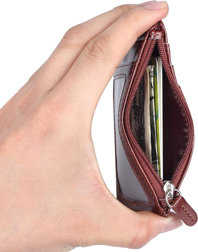 Badge Holder with Zip, Wisdompro 2-Sided Vertical Style PU Leather ID Badge - Image 5