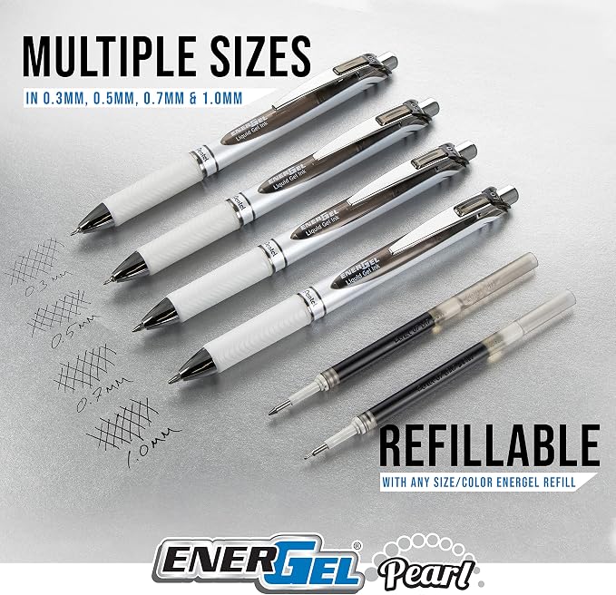 Pentel EnerGel Pearl RTX Gel Pen, Medium Line, Needle-tip - Image 3