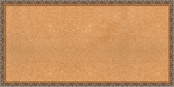 Amanti Art Natural Cork Board for Wall, 20x40 Vision Board with Bronze Frame, Large Corkboard Office Decor for Home Organization, Traditional Corkboard Pinboard to Display Items for Home Organization-DeskLoop Office
