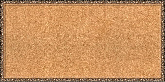 Amanti Art Natural Cork Board for Wall, 20x40 Vision Board with Bronze Frame, Large Corkboard Office Decor for Home Organization, Traditional Corkboard Pinboard to Display Items for Home Organization-DeskLoop Office