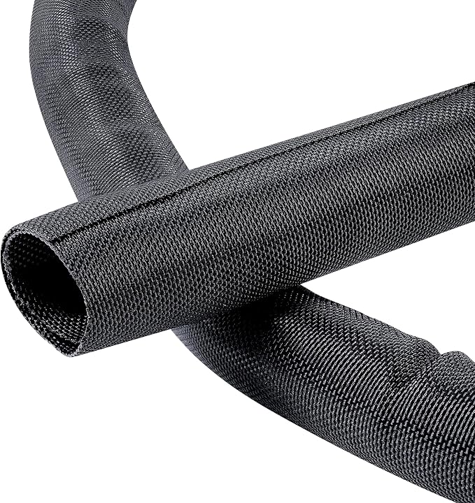 Black Braided Cable Management Sleeves Wire Loom Tubing Cord Protector by BuyUneed