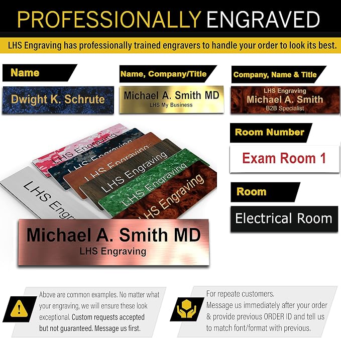 Engraved Door Signs for Office Personalized Orange Plastic Door Plaque Black - Image 5