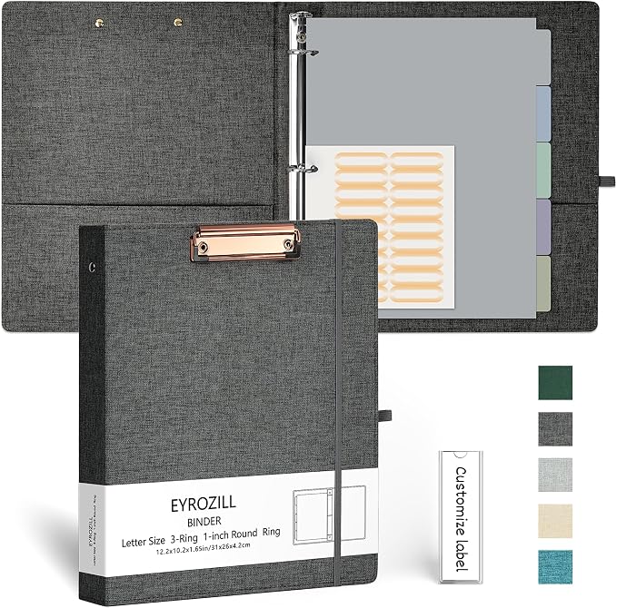 EYROZILL 3 Ring Binder, 1 Inch Linen Binder Organizer by EYROZILL