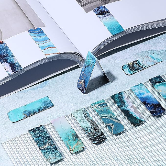 Zonon 24 Pcs Ocean Magnetic Bookmarks Summer Blue Magnet Page Markers Page Clip - Image 7