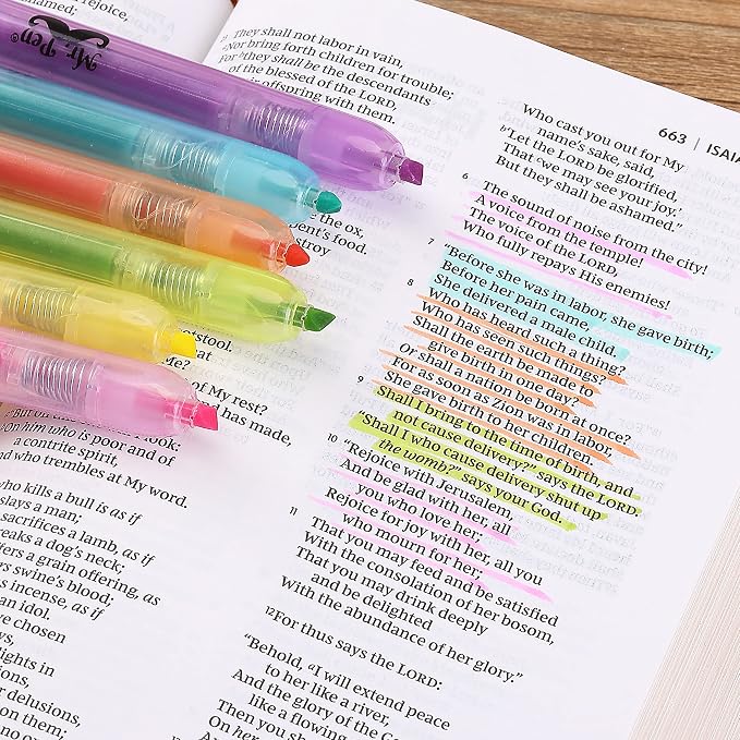 Mr. Pen- Retractable Highlighters, 6 Pack, Pastel Colors | Chisel Tip - Image 8