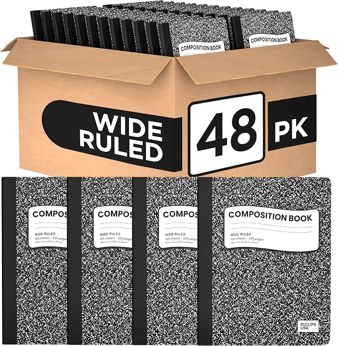 Composition Notebook Wide Ruled Composition Notebooks Bulk Black Marble Hard by VEEBOOST