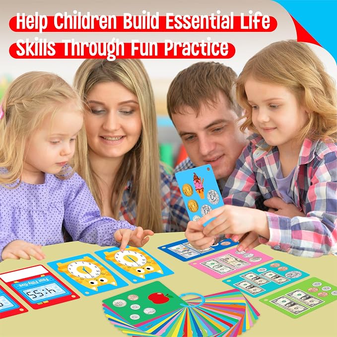 52 PCS Time & Money Flashcards, Double Sided Cognition Cards-Coin Value - Image 7