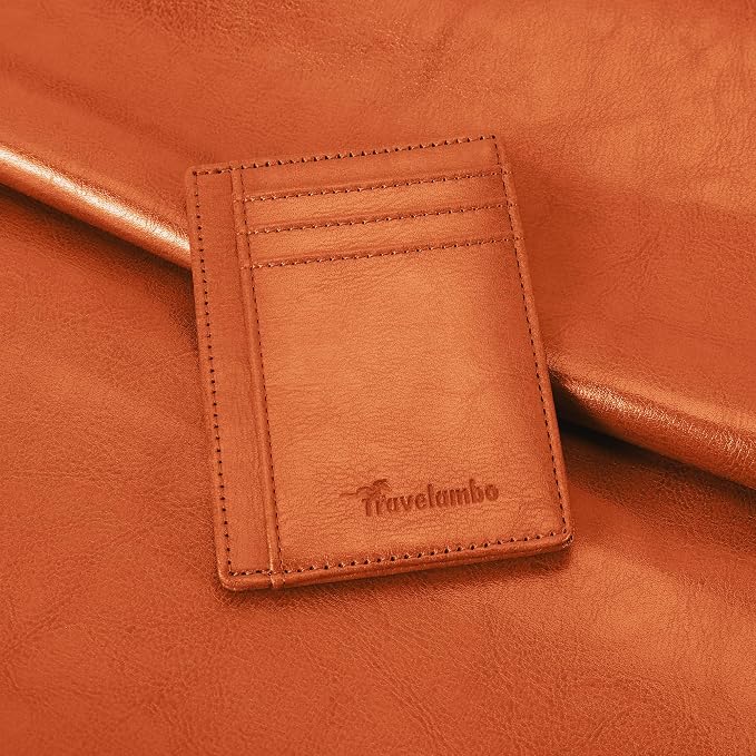 Travelambo Slim Wallet Front Pocket Minimalist Leather RFID Blocking Medium Size - Image 2