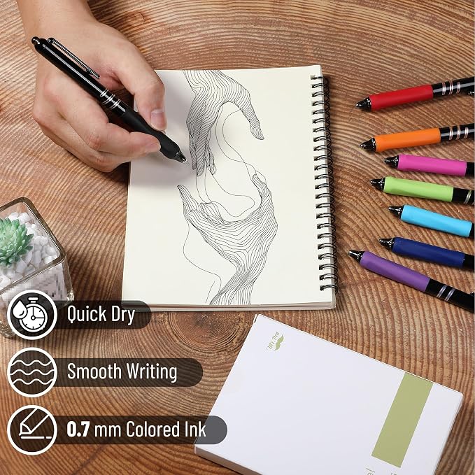 Mr. Pen- Retractable Gel Pens, 8 Pack, 0.7mm Fine Point Colorful Ink | Fast-Dry - Image 3