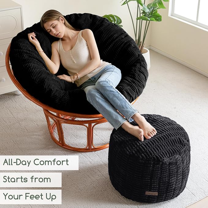 HIGOGOGO Pouf Ottoman Stuffed Round Modern Foam Filled Foot Rest Poufs - Image 4