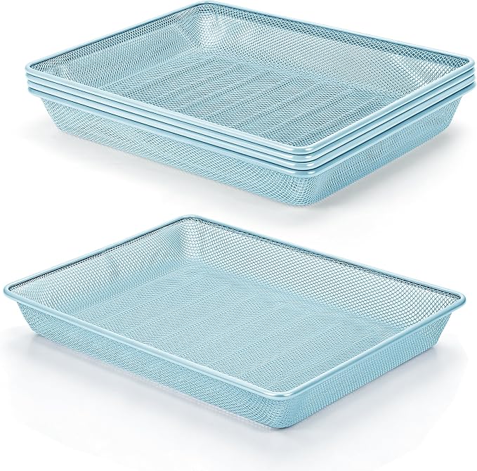 Office Metal Mesh Basket for Desk, Single Paper Tray Organizer, Turn in Trays by AZFUNN