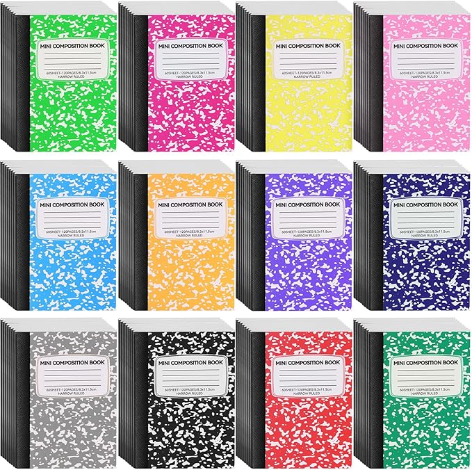 96 Pack 4.5" x 3.25" Mini Composition Notebooks Bulk 12 Color College Ruled - Image 2