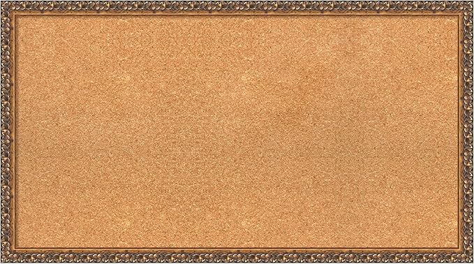 Amanti Art Natural Cork Board for Wall, 20x36 Vision Board with Bronze Frame, Large Corkboard Office Decor for Home Organization, Traditional Corkboard Pinboard to Display Items for Home Organization-DeskLoop Office