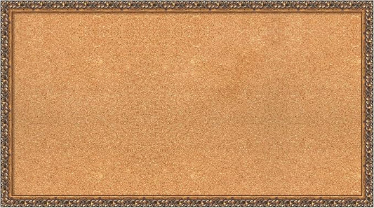 Amanti Art Natural Cork Board for Wall, 20x36 Vision Board with Bronze Frame, Large Corkboard Office Decor for Home Organization, Traditional Corkboard Pinboard to Display Items for Home Organization-DeskLoop Office