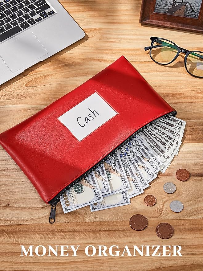 SMARTAKE Money Bags with Zipper, Waterproof Leather Money Pouches, - Image 2