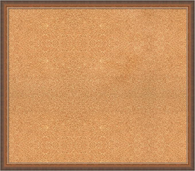 Amanti Art Natural Cork Board for Wall, 28x32 Vision Board with Bronze Frame, Large Corkboard Office Decor for Home Organization, Modern Corkboard Pinboard to Display Items for Home Organization in-DeskLoop Office