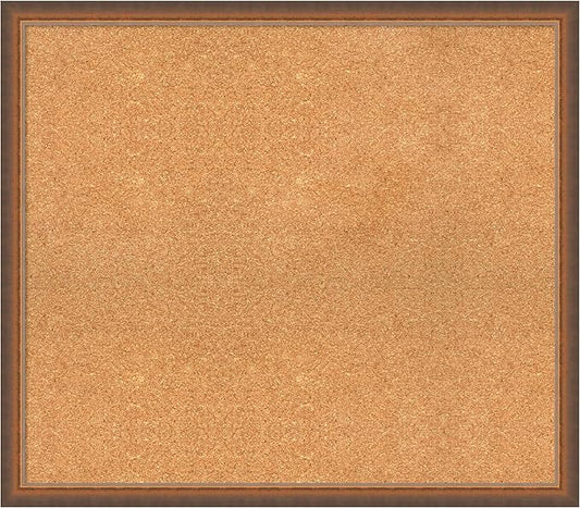 Amanti Art Natural Cork Board for Wall, 28x32 Vision Board with Bronze Frame, Large Corkboard Office Decor for Home Organization, Modern Corkboard Pinboard to Display Items for Home Organization in-DeskLoop Office