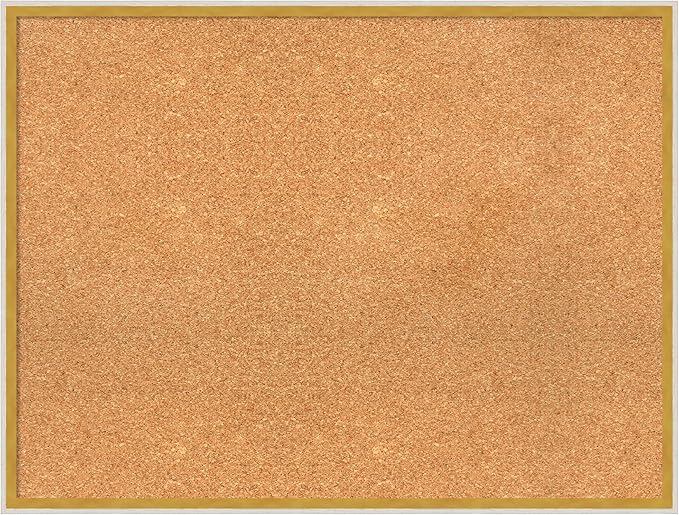 Amanti Art Natural Cork Board for Wall, 25x33 Vision Board with White Frame, Large Corkboard Office Decor for Home Organization, Modern Corkboard Pinboard to Display Items for Home Organization in-DeskLoop Office