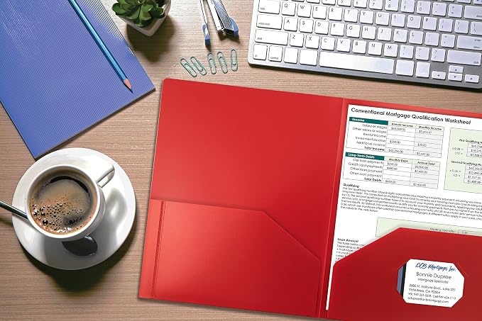 Better Office Products Heavyweight Plastic 2 Pocket Portfolio Folder, Letter - Image 2