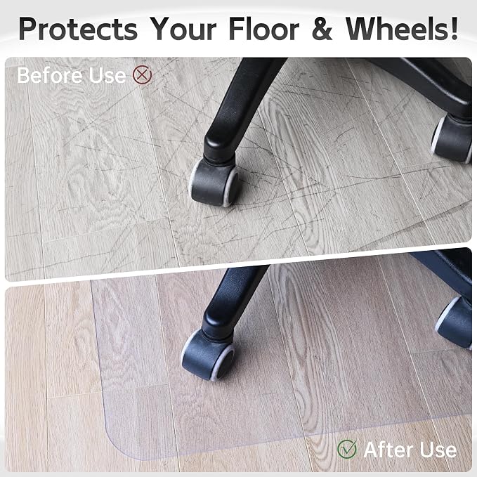 HOMEK Crystal Clear Chair Mat for Hardwood Floor, 48” x 36” Office Chair Mat - Image 2